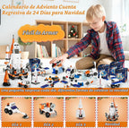Calendario de Adviento 2026, juego de construcción de cohetes espaciales de Navidad compatible con Lego, bloque de construcción de la estación espacial, cuenta regresiva de 24 días, juguetes