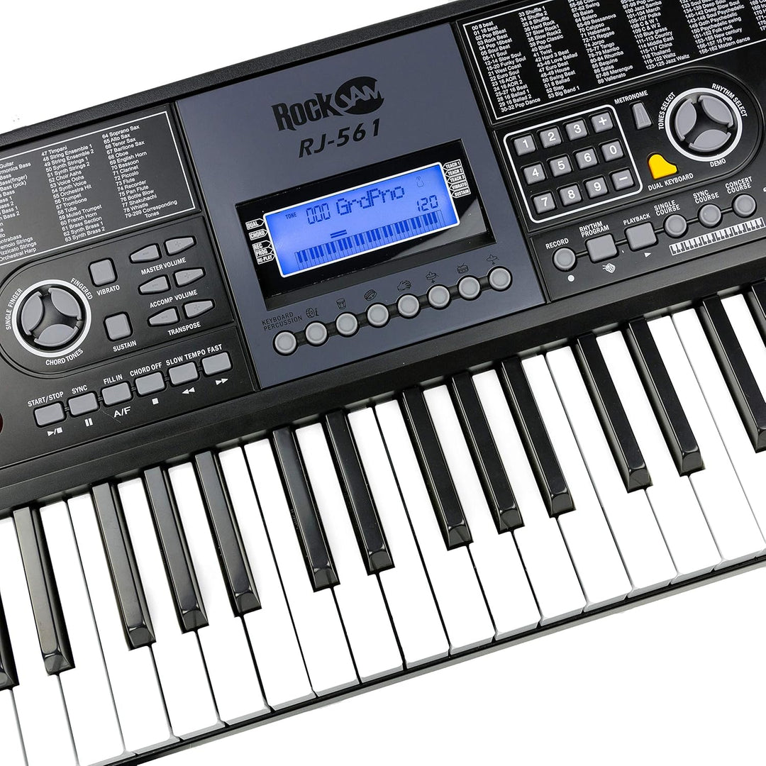 Teclado electrónico RockJam de 61 teclas superkit con soporte, tabu...