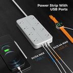 TESSAN - Protector contra sobretensiones, cable de extensión de enchufe plano de 10 pies