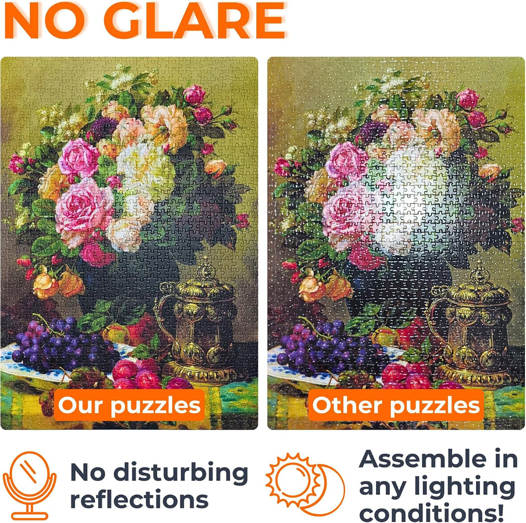 Lámpara Rompecabezas de 1000 piezas para adultos, zorro mágico en bosque floral, acabado mate antirreflejo, rompecabezas divertido y desafiante, 27 x 19 pulgadas, regalo único, disfruta