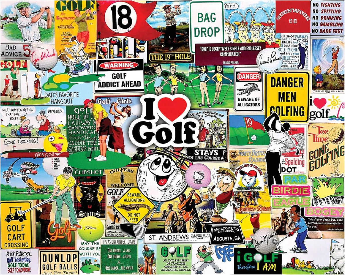 blanco Mountain Rompecabezas de 1000 piezas Curso Humor, I Love Golf