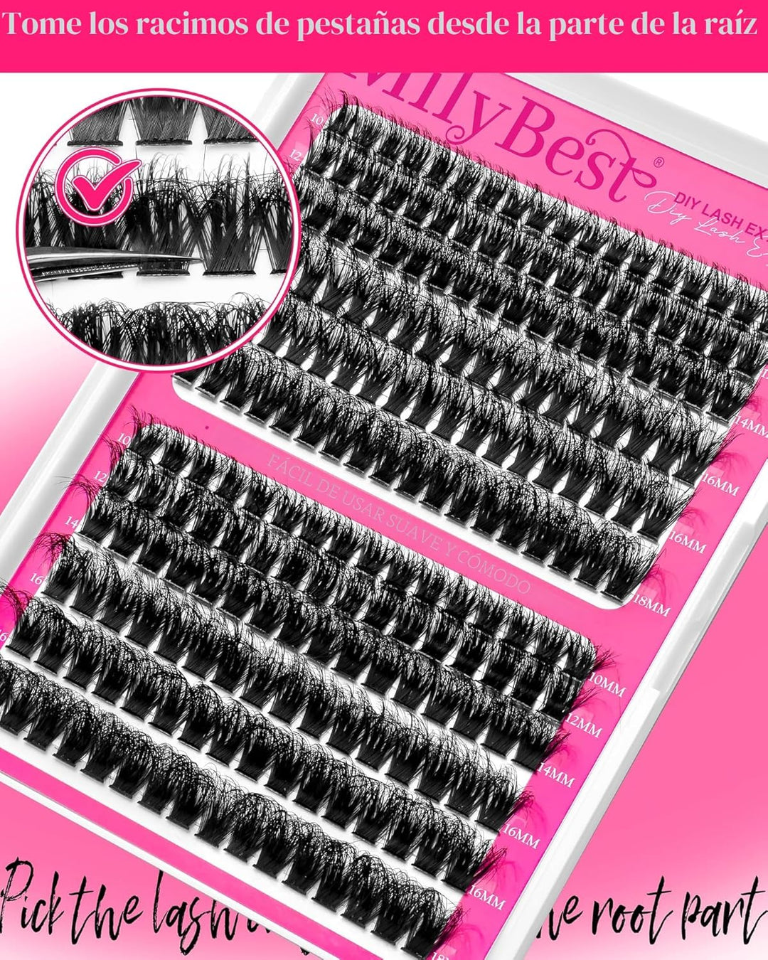 MilyBest Kit de racimos de pestañas de 4 estilos, 864 piezas, kit d...
