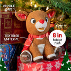 KIDS PREFERRED Santa Claus Rudolph, el reno de nariz roja, animal de peluche musical, la primera Navidad del bebé, 8 pulgadas