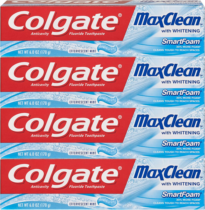 Pasta de dientes blanqueadora espumosa Colgate Max Clean con fluoru...