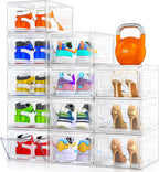 Paquete de 12 organizadores de zapatos, cajas de almacenamiento apilables