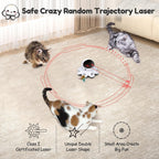 ORSDA Juguete láser para gatos, juguetes interactivos 2 en 1 para gatos de interior, puntero láser automático, 8 agujeros, ratones golpean una pluma móvil, juguetes electrónicos recargables por USB