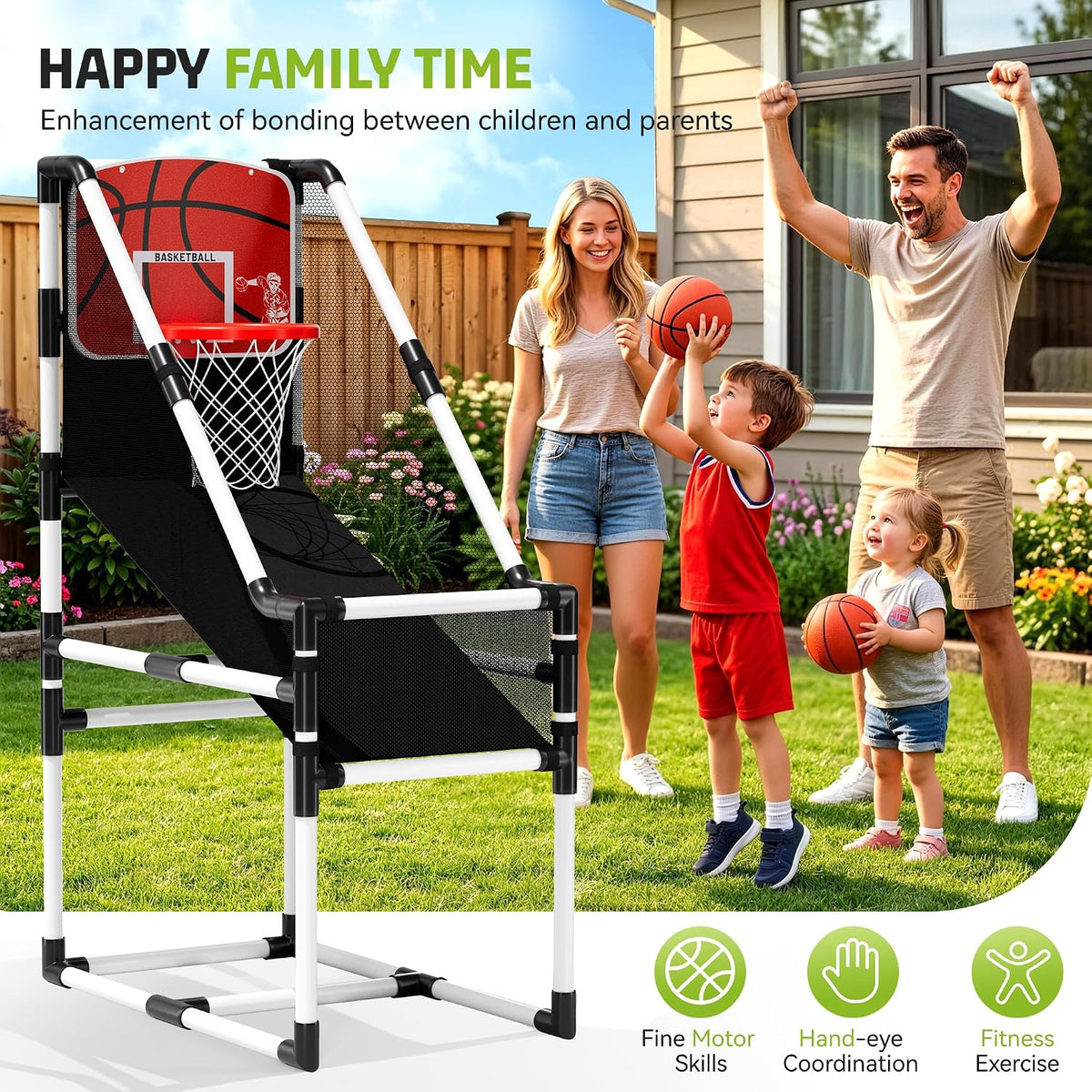 FluSing Juego de aro de baloncesto arcade, aro de baloncesto para niños