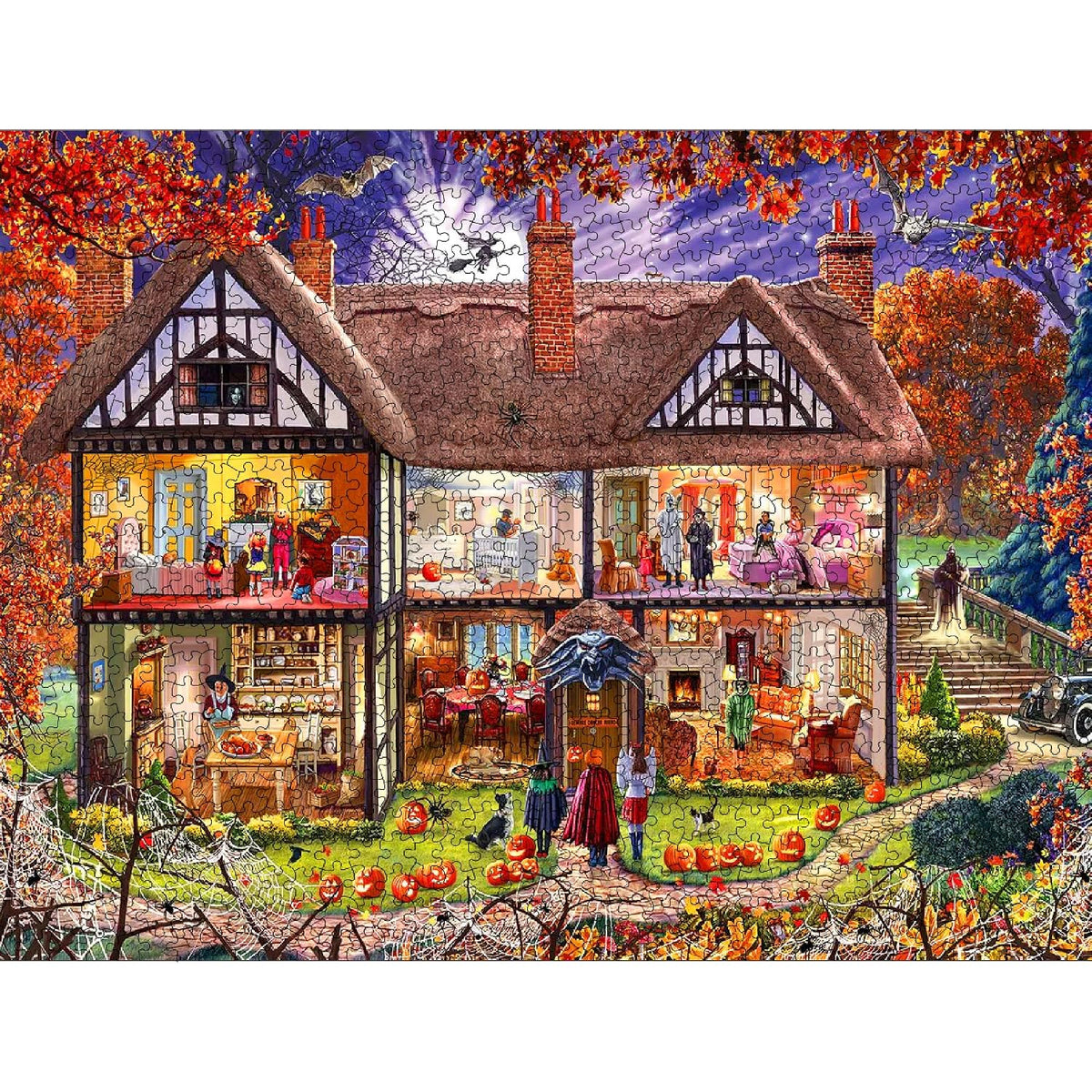 White Mountain Rompecabezas de 1000 piezas de Halloween, otoño y otoño, piezas grandes, regalo para adultos y familia, 24 x 30 pulgadas, casa de Halloween