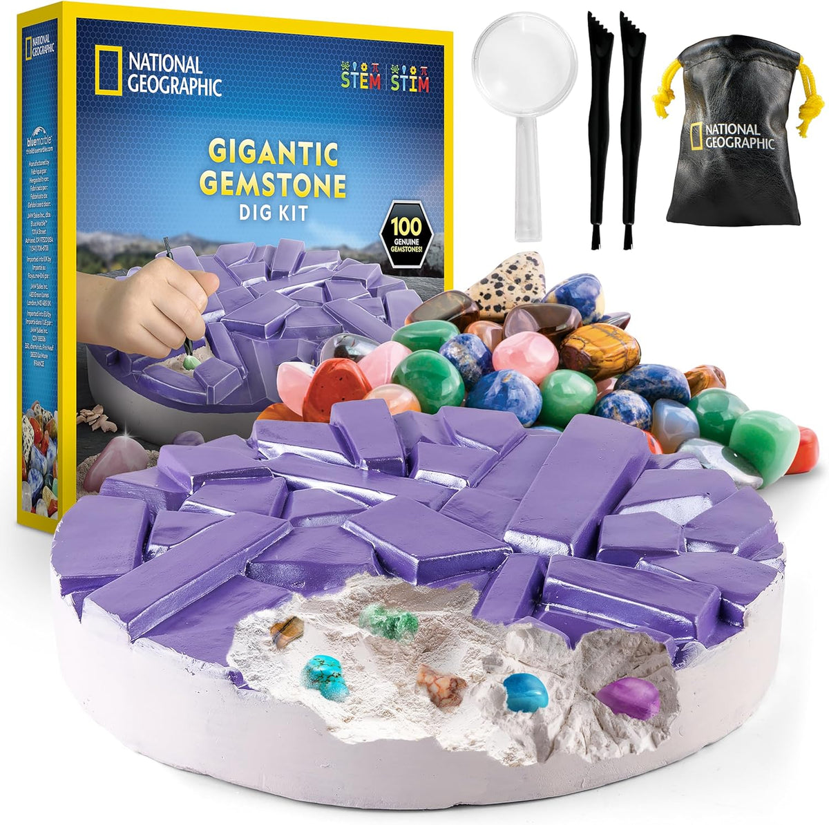 National Geographic Gigantic Gemstone Dig Kit con 100 Real Gems