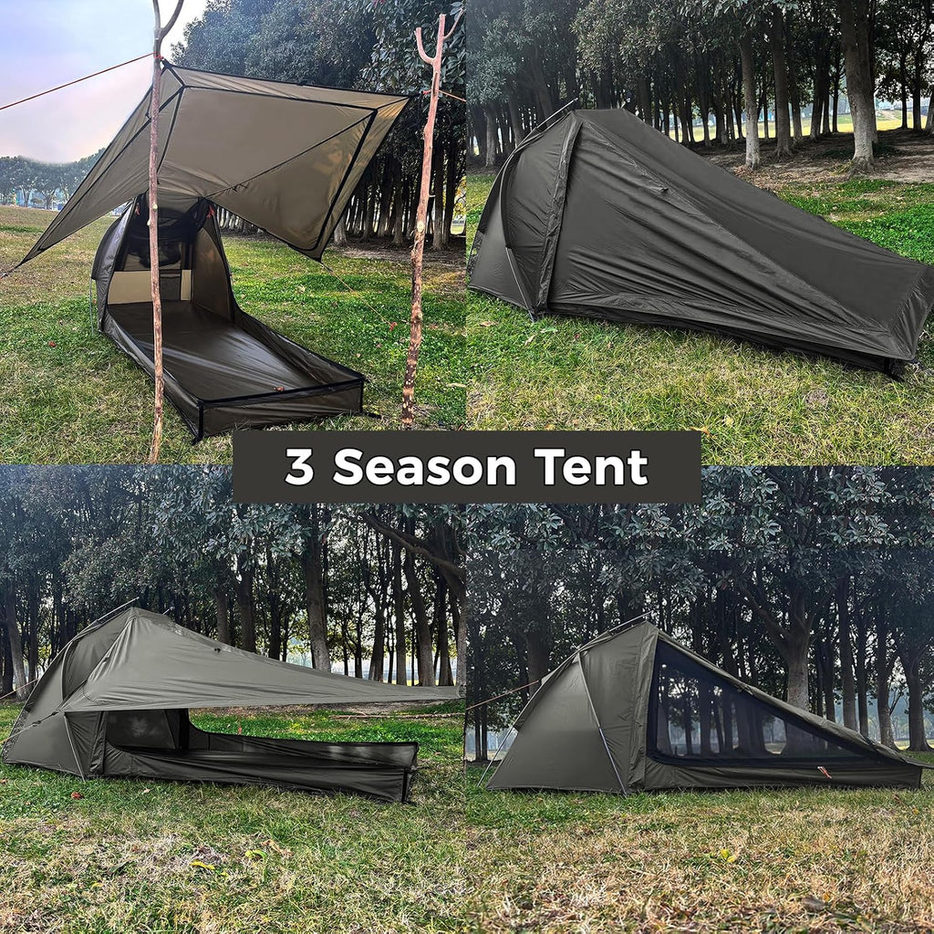 Onewind Tienda de campaña ultraligera para una persona con postes de lluvia