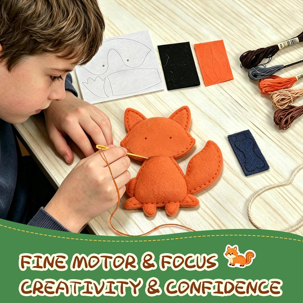 GOASION Kit de costura para niños, kit de costura de animales de la selva