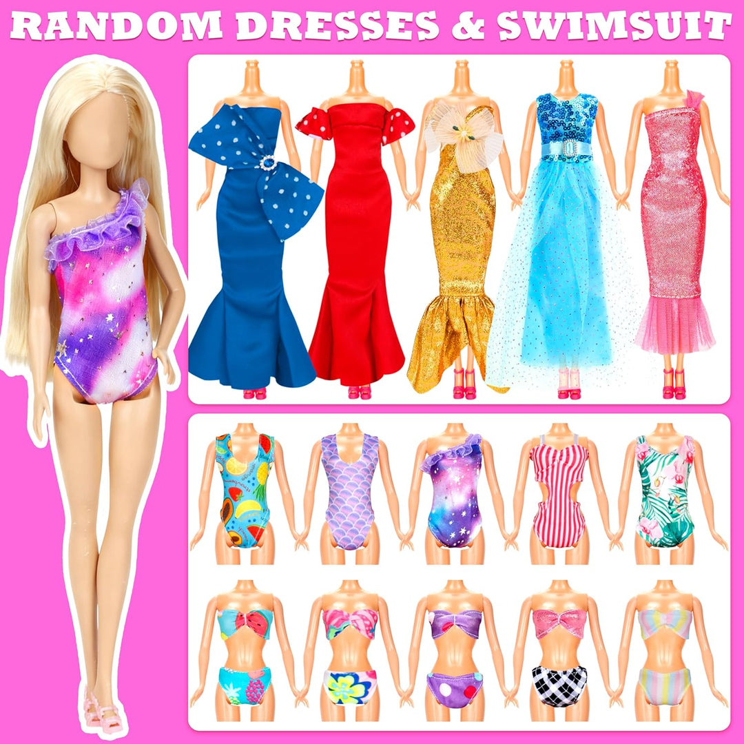 138 piezas de ropa y accesorios para muñecas 5 vestidos de