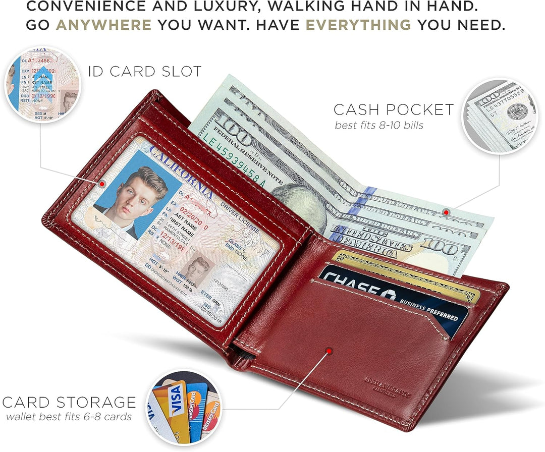 SERMAN BRANDS Mens Slim Bifold Wallet RFID Blocking Minimalist Fron...