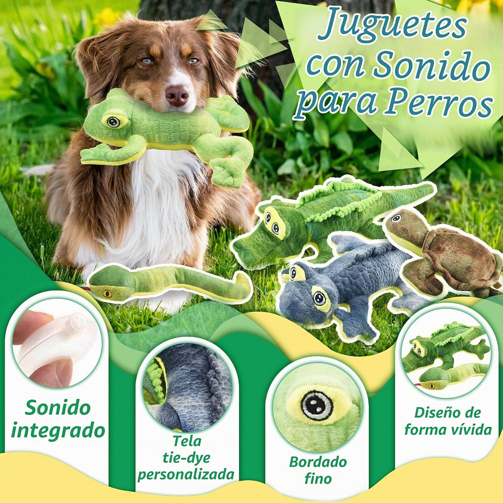 LECHONG Juguetes de Animales de Peluche para Perros, Paquete de 5 Juguetes Resistentes con Sonido para Perros, Surtido de Juguetes de Peluche, Paquete de Juguetes para Mascotas de Gran Valor, Serie