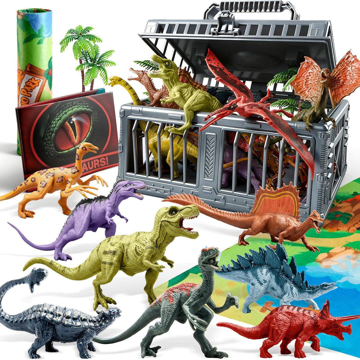 JOYIN Juguetes de dinosaurio con tapete de juego de actividades