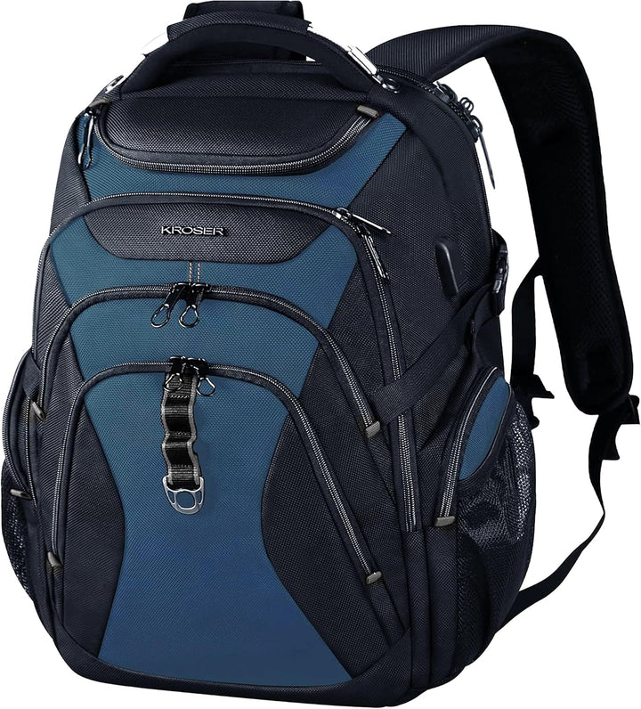 KROSER Mochila de viaje para laptop, Negro\/Azul neblina-18.4, 18,4...