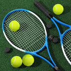 Paquete de 4 raquetas de tenis para adultos, recreativas, para 4 jugadores, raquetas de tenis preencordadas de 27 pulgadas, raquetas de tenis ligeras a granel con 4 pelotas de tenis, 4