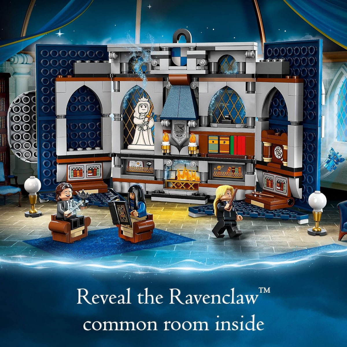 Lámpara LEGO Harry Potter Estandarte de la Casa Ravenclaw Kit de Construcción 76411-Decoración de Pared 3D de Habitación de Harry Potter, Excelente Set de Regalo para Niños y Niñas, Sala Común del Castillo de