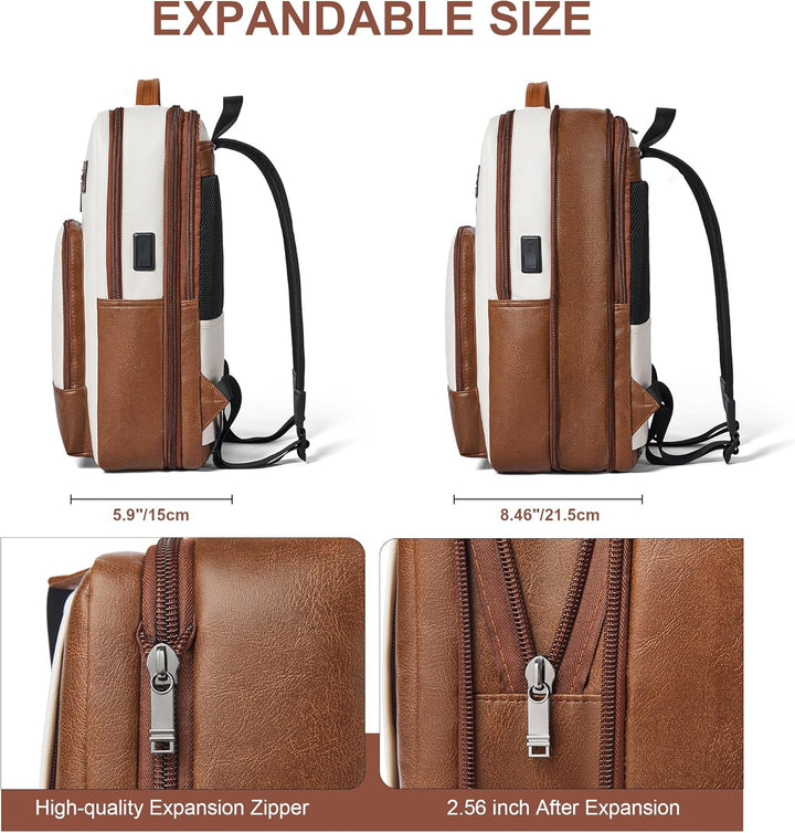 Mochila de cuero para laptop Shrrie para mujeres y hombres, mochila...