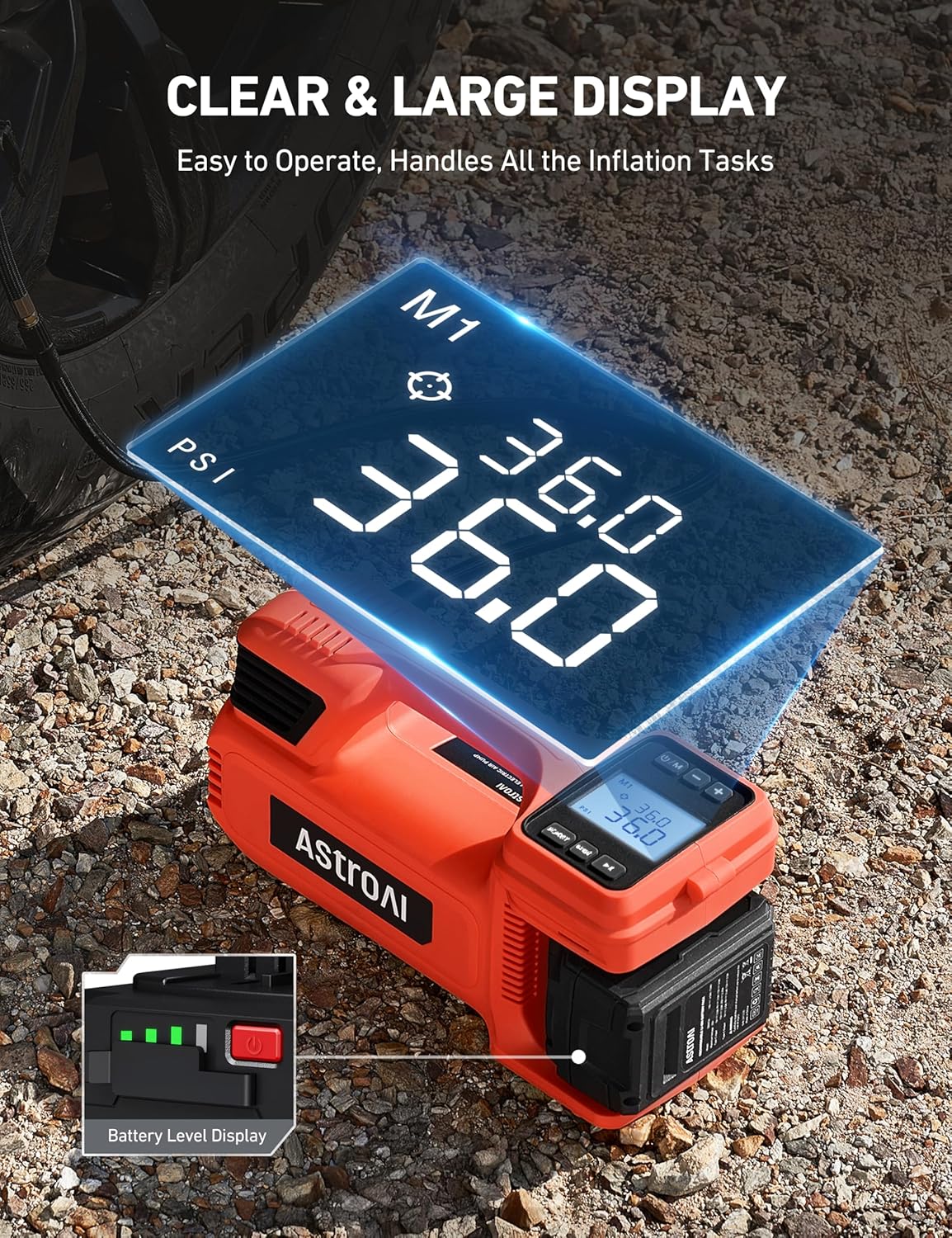 AstroAI TC4 Inflador de neumáticos con compresor de aire portátil,...