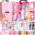 UCanaan Juego de ropa y accesorios para muñecas de 180 piezas, 180 unidades rosa