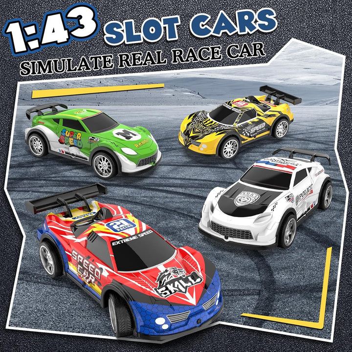 Juegos de Pistas de Carreras de Coches de Ranura con 4 Coches de Ra...