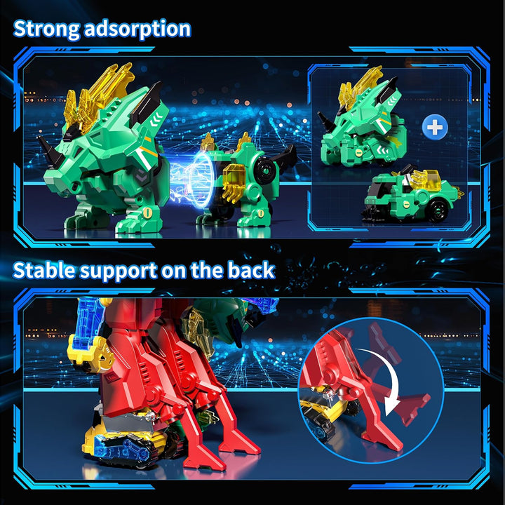 Juego de juguetes de robot transformador de dinosaurios 6