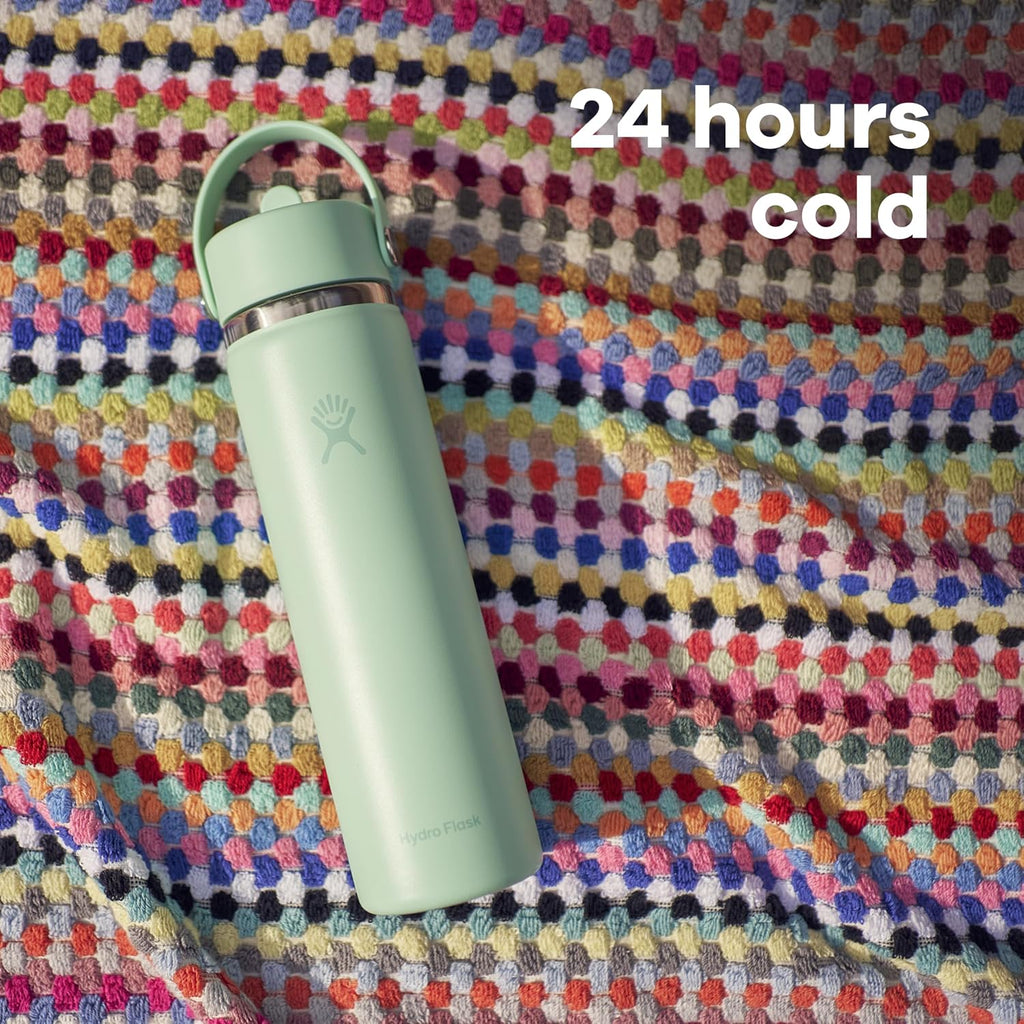 Hydro Flask Botella de agua – Acero inoxidable aislado – Tapa ancha con pajilla, antiderrames, a prueba de fugas en 24 onzas azul puerto