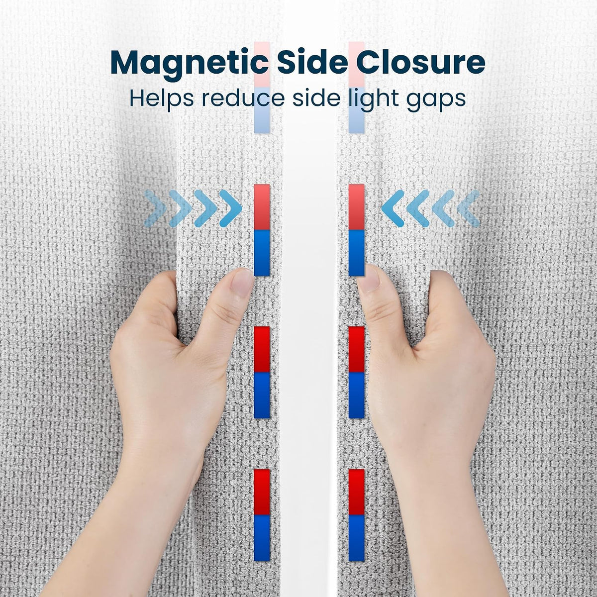 SLEEP ZONE Cortinas opacas con cierre magnético para dormitorio y sala de estar, cortinas con aislamiento térmico para oscurecer la habitación, reducción de ruido con bolsillo para barra, 2 paneles