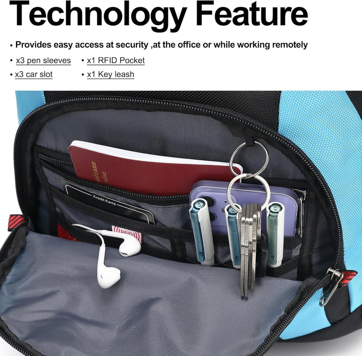 Mochila para laptop Boavan para hombre (Negro, 15.6), Elegante