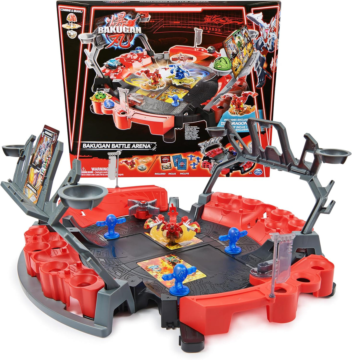 Bakugan Arena de batalla con Dragonoide exclusivo de ataque especial, figura de acción giratoria personalizable y set de juego, juguetes para niños y niñas de 6 años en adelante