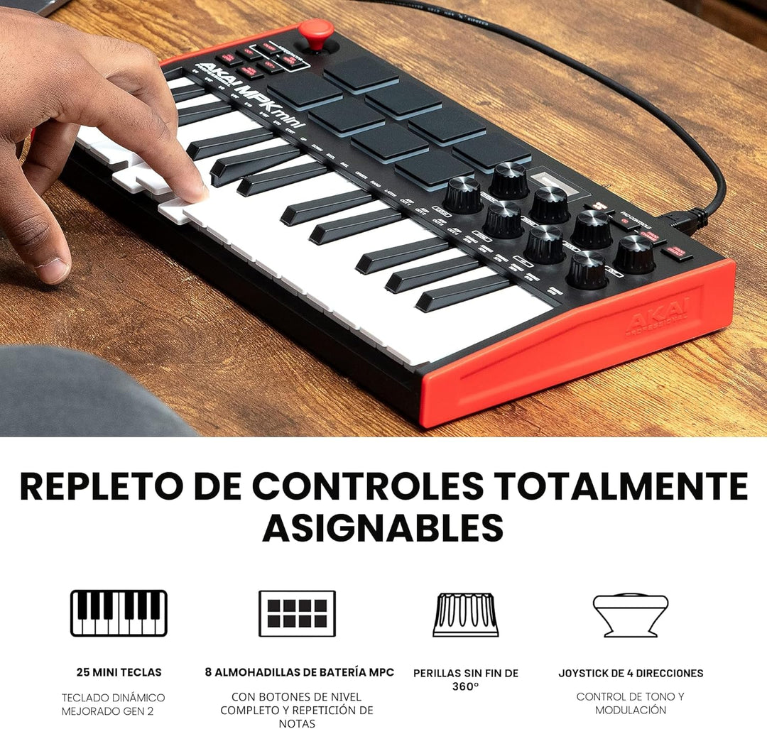 Akai Professional MPK Mini MK3 - Controlador de teclado MIDI USB de...