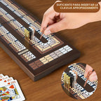Juego de mesa de madera mejorado de 4 pistas, marcador magnético plegable de 16 pulgadas con ranura grande para almacenar 1 carta de juego y 12 clavijas de metal, instrucciones incluidas para