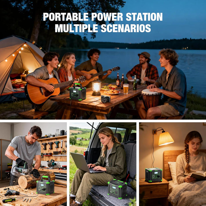 GRECELL- Central eléctrica portátil 300 W, generador solar 288 Wh c...