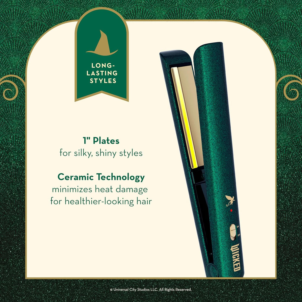 Plancha plana Wicked Elphaba de Conair, alisador de pelo de 1 pulgada