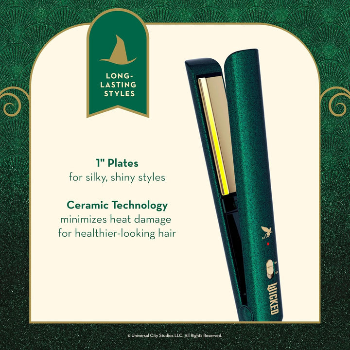 Plancha plana Wicked Elphaba de Conair, alisador de pelo de 1 pulgada