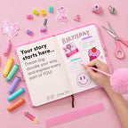 HAPPY LOLLI Pink LolliME - Kit de diario de bricolaje para adolescentes y niñas de 8 a 14 años, regalo de cumpleaños, juego de diario con cerradura de 300 piezas, artes y manualidades, álbum de recortes y diario creativo