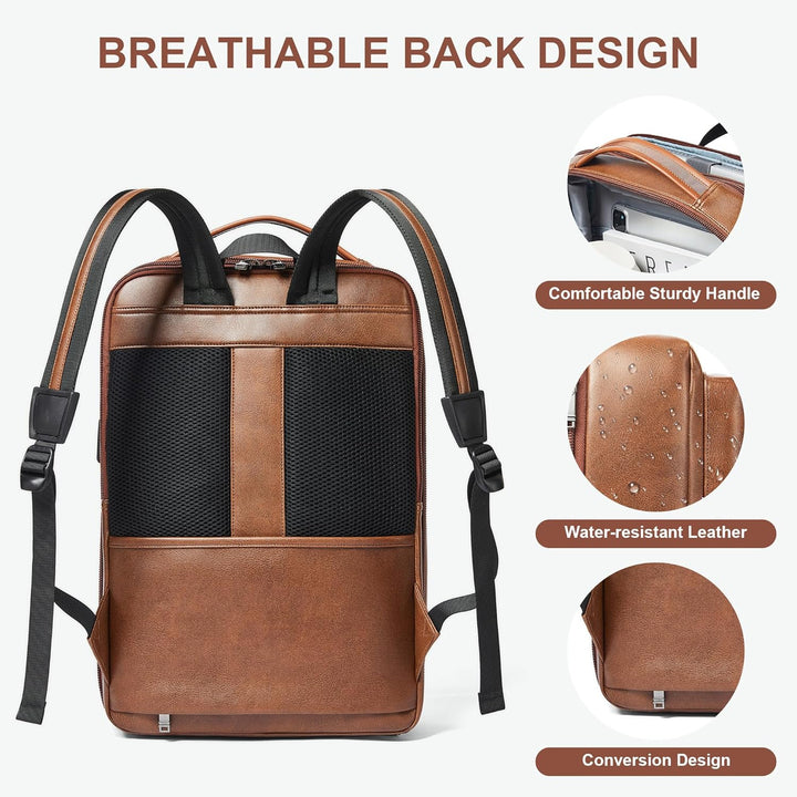 Mochila de cuero Shrrie para laptop para mujeres y hombres, mochila...