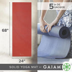 Gaiam - Esterilla de yoga de calidad superior de 5mm, lisa, gruesa y antideslizante para todo tipo de ejercicios de yoga, pilates y gimnasia (173 cm x 61 cm x 5 mm)