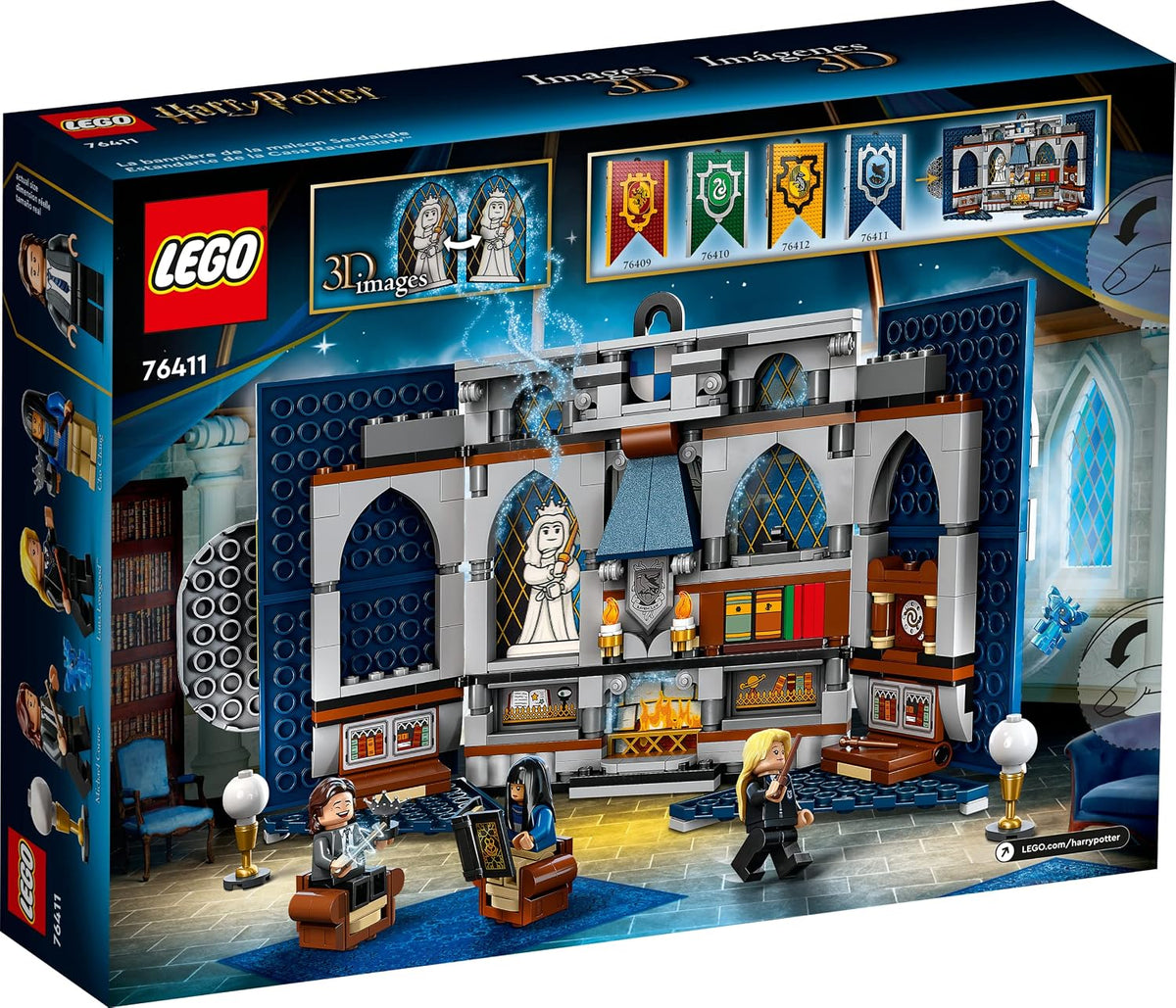 Lámpara LEGO Harry Potter Estandarte de la Casa Ravenclaw Kit de Construcción 76411-Decoración de Pared 3D de Habitación de Harry Potter, Excelente Set de Regalo para Niños y Niñas, Sala Común del Castillo de