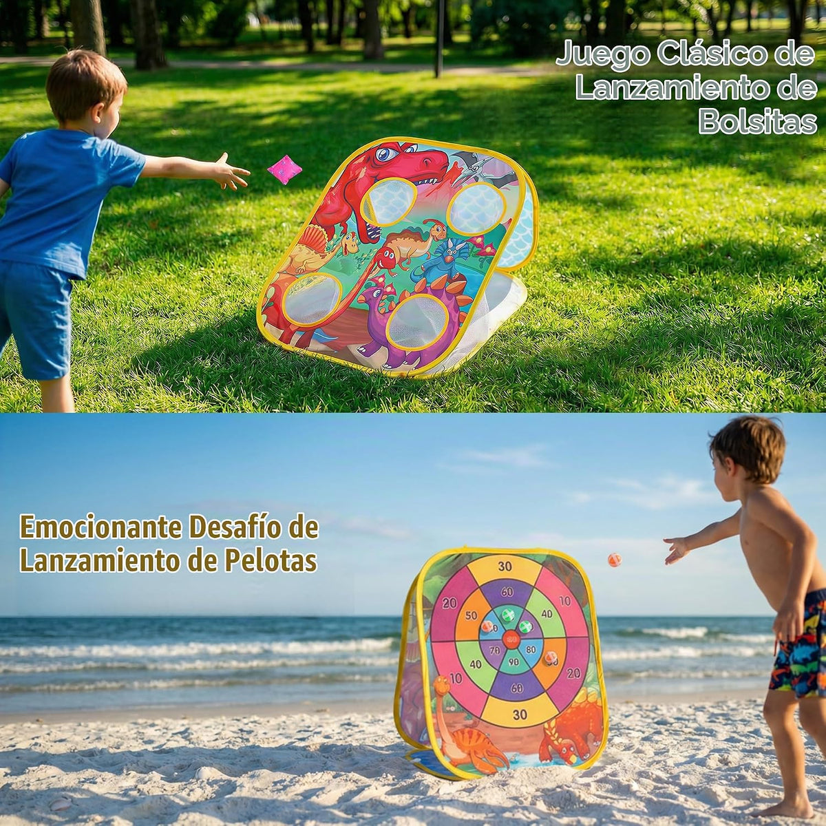 Juego de Lanzamiento de Bolsa de Frijol para Niños - Tablero Cornhole para Exterior, Juguetes para Totttos - Actividades de Fiesta, Carnaval, Exterior, Patio, Jardín, Playa, Césped, Juegos para Niños, Niñas, Edad 3 4 5 6 7 8 Años, Regalos de Cumpleaños