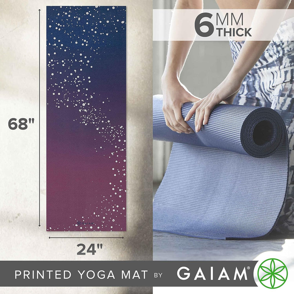 Gaiam - Alfombrilla de yoga, 6 mm, extra gruesa, antideslizante, de primera calidad, para todo tipo de yoga, pilates y ejercicios en el suelo (68 pulgadas de largo x 24 pulgadas de ancho x 6 mm de