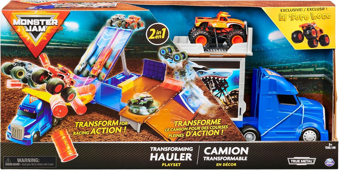 Monster Jam, set de juego transformable Hauler y almacenamiento con...