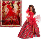 Barbie Signature 2024 Muñeca Navideña con Cabello Castaño Claro en Vestido a Cuadros, Juguete Coleccionable en Empaque Exhibible