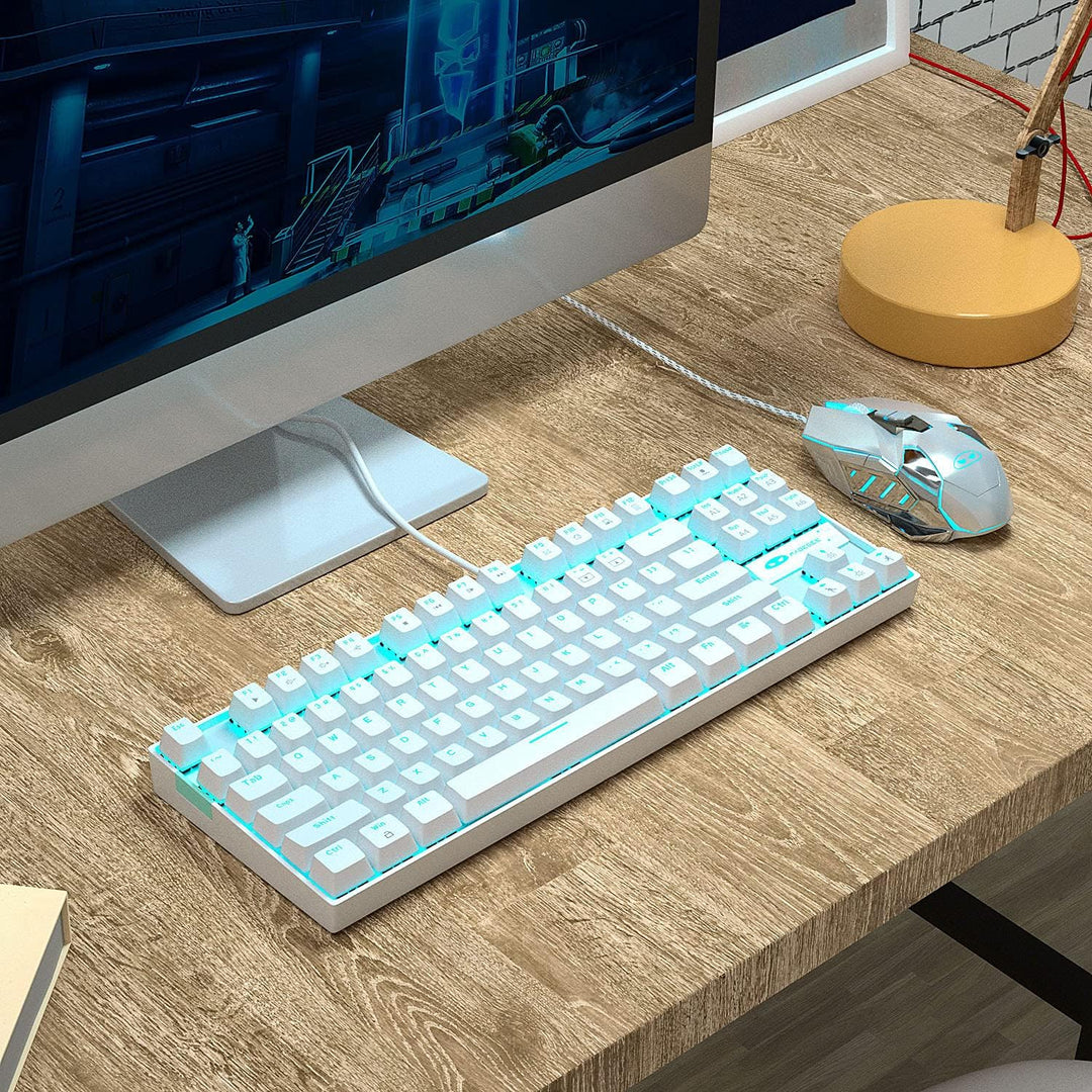 MageGee Teclado mecánico para juegos con interruptor azul, teclado...