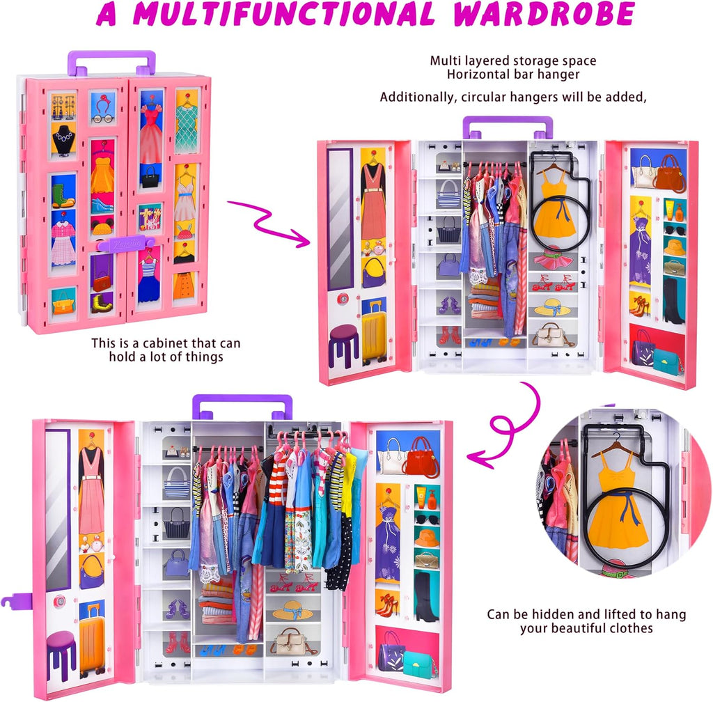 Doll Closet Playset con Doll, 342 Pcs Clothes y Accessories
