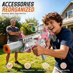 SOFITEN Pistola de juguete con rifle de francotirador automático con kit de chaleco táctico, juguete de alcance, juguetes de dardos de espuma con 120 dardos IR y linterna, juego de actividades al aire libre, regalo de cumpleaños y Navidad para niños a par