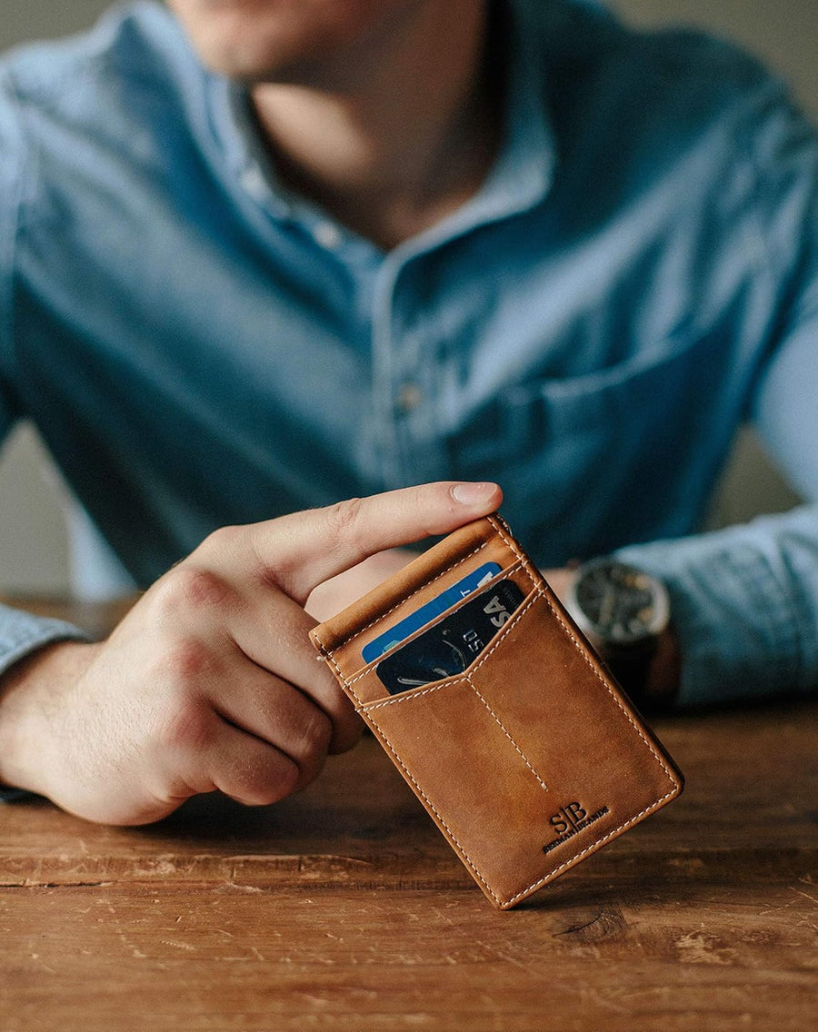 SERMAN BRANDS RFID Blocking Wallet Slim Bifold - Genuine Leather Mi...