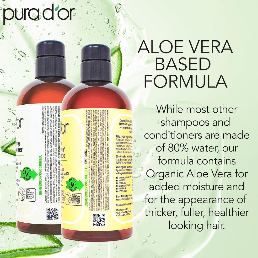 PURA D'OR Champú y acondicionador de biotina antiadelgazante, j...