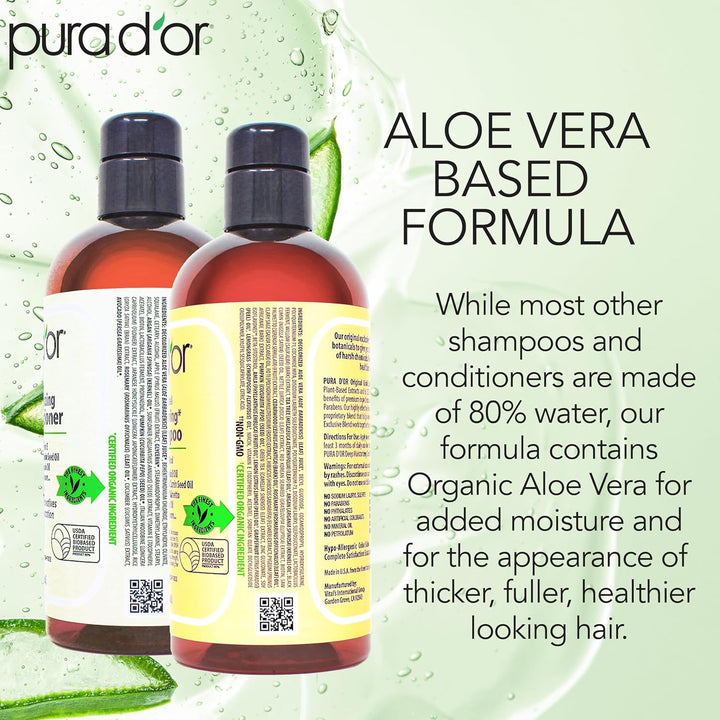 PURA D'OR Champú y acondicionador de biotina antiadelgazante, j...